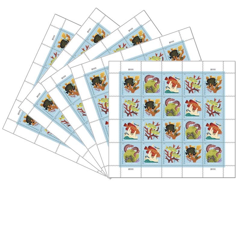 Coral Reefs Postcard 5 Sheets of 20 First Class Forever Postcard Postage Stamps Sea (100 Stamps) Scott 5366